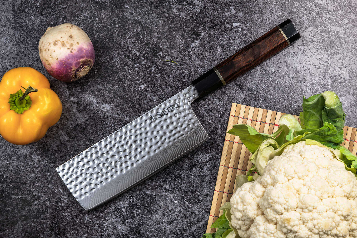 Couteau nakiri Sayuto Desert Damas martelé 17cm