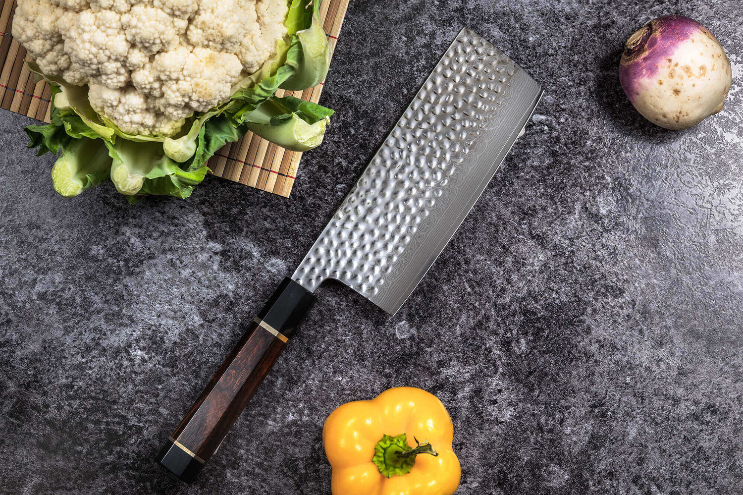 Couteau nakiri Sayuto Desert Damas martelé 17cm