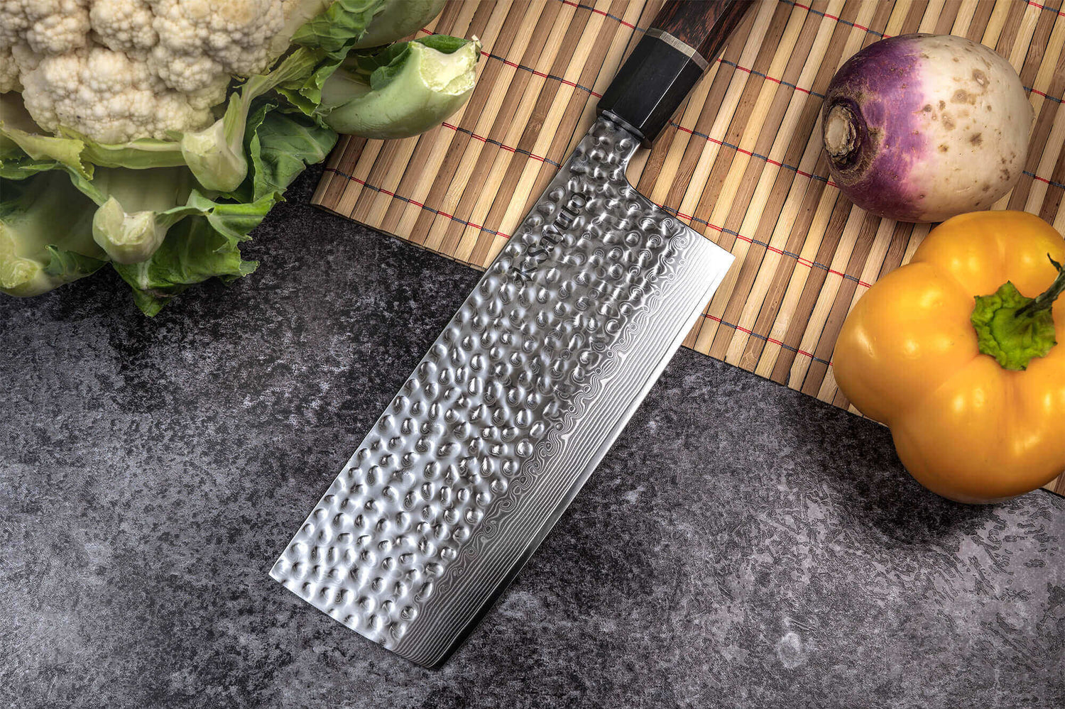 Couteau nakiri Sayuto Desert Damas martelé 17cm
