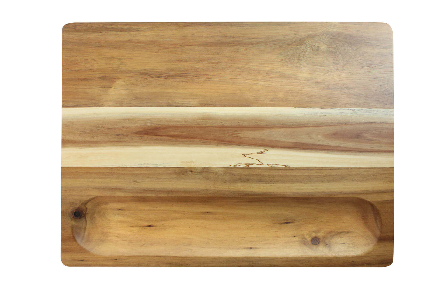 Planche à découper Wusaki en acacia double face avec rigoles 41x31cm