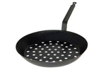 Poêle à marrons perforée Baumalu 28cm en tôle d'acier pour cuisson sur braise