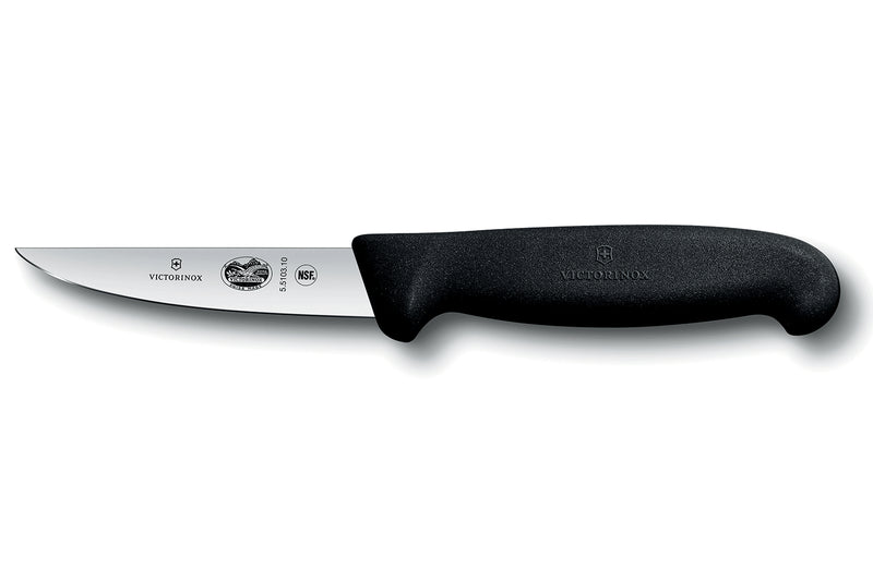 Couteau à saigner lapin/volaille Victorinox 5.5103.10 lame 10cm manche fibrox noir