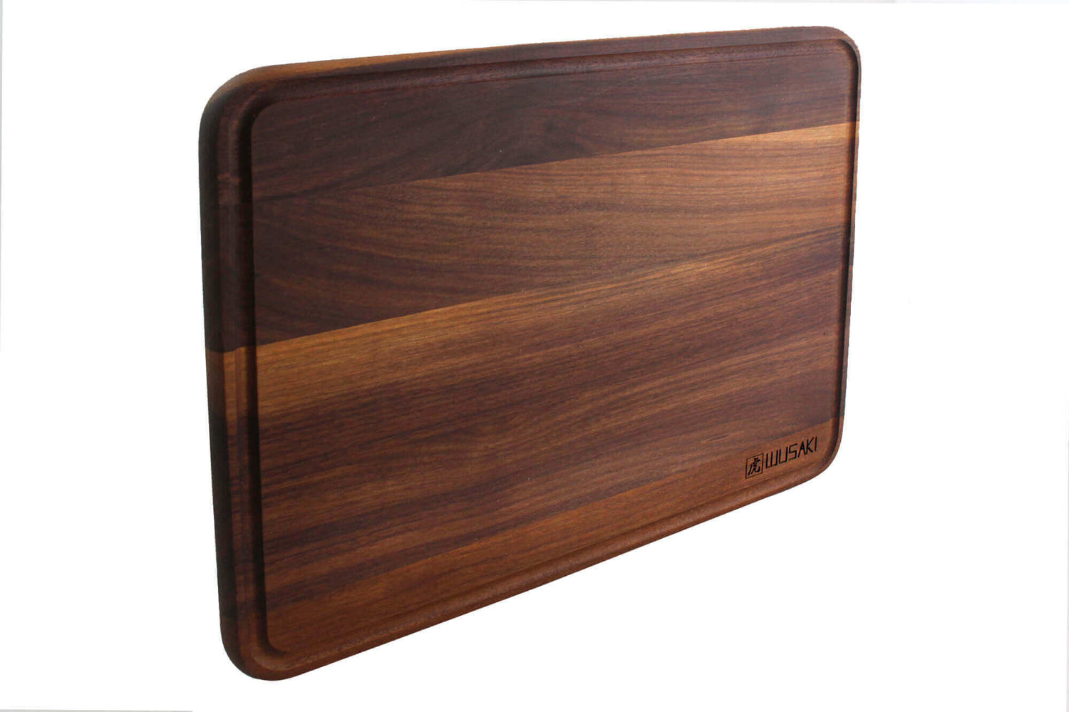 Planche à découper Wusaki en bois de noyer avec rigole - 40 x 30 x 1,9 cm