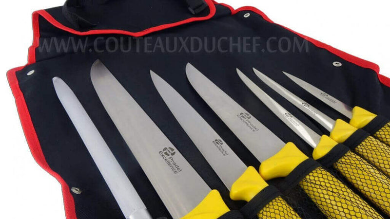 Présentation de la Trousse 6 couteaux de boucher + 1 fusil Pradel Excellence