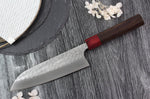 Couteau santoku japonais artisanal Yoshimi Kato Minamo SG2 Tsuchime 17cm
