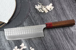 Couteau nakiri japonais artisanal Yoshimi Kato Minamo SG2 Tsuchime 16cm