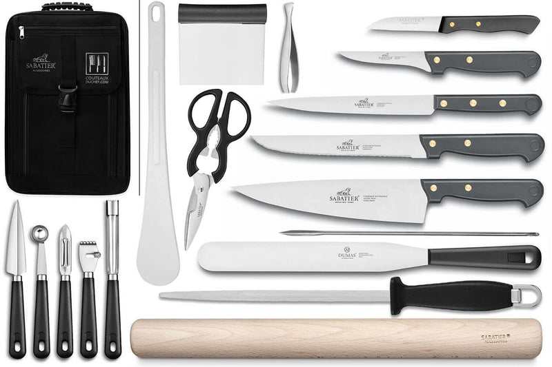 Sac spécial chef Sabatier Cuisine d'Aujourd'hui 5 couteaux français + 13 ustensiles - Exclusivité