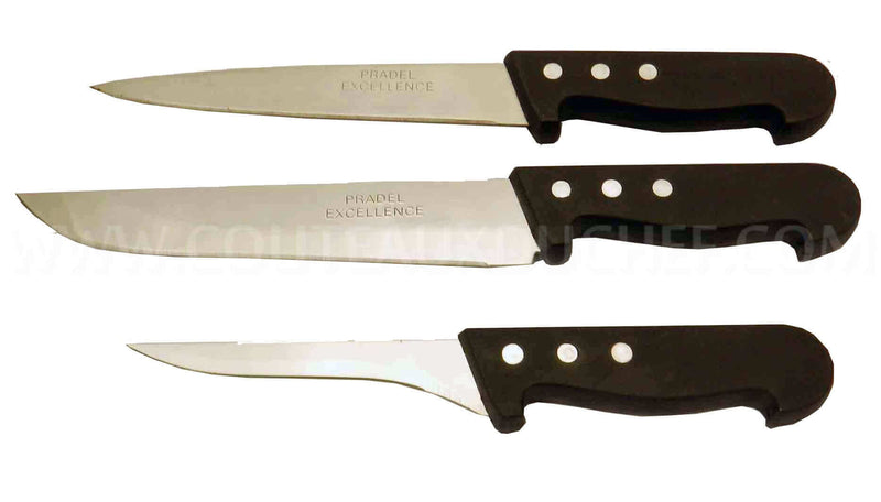 Ensemble de 3 couteaux de boucher manches polypro Pradel Excellence