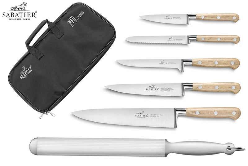 Mallette cuisine Sabatier Brocéliande 5 couteaux fabrication française + 1 fusil
