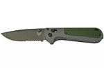 Couteau pliant Benchmade Redoubt 430SBK lame semi-dentelée manche Grivory gris/vert 12cm