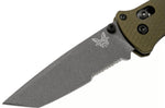 Couteau pliant Benchmade Bailout 537SGY-1 lame semi-dentée manche aluminium anodisé vert 11cm avec brise-vitre