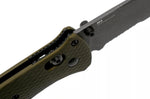 Couteau pliant Benchmade Bailout 537SGY-1 lame semi-dentée manche aluminium anodisé vert 11cm avec brise-vitre