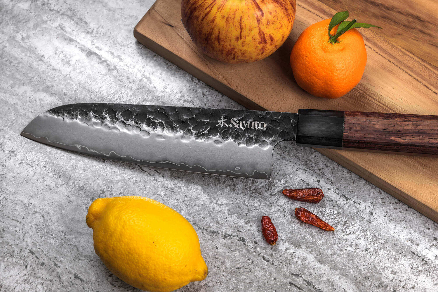 Coffret 2 couteaux Sayuto Séquoia San Mai Santoku + Office