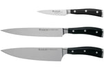Coffret 3 couteaux Wüsthof Classic Ikon forgés - office 9cm + tranchelard 20cm + chef 20cm