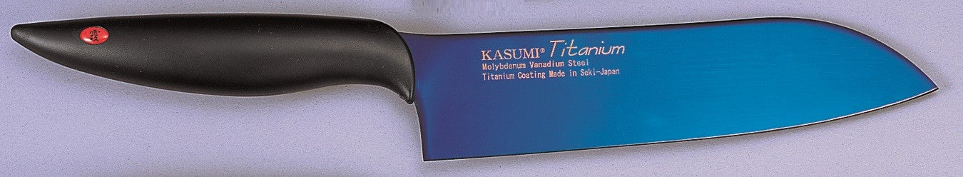 Couteau santoku Kasumi Titanium bleu lame 18cm