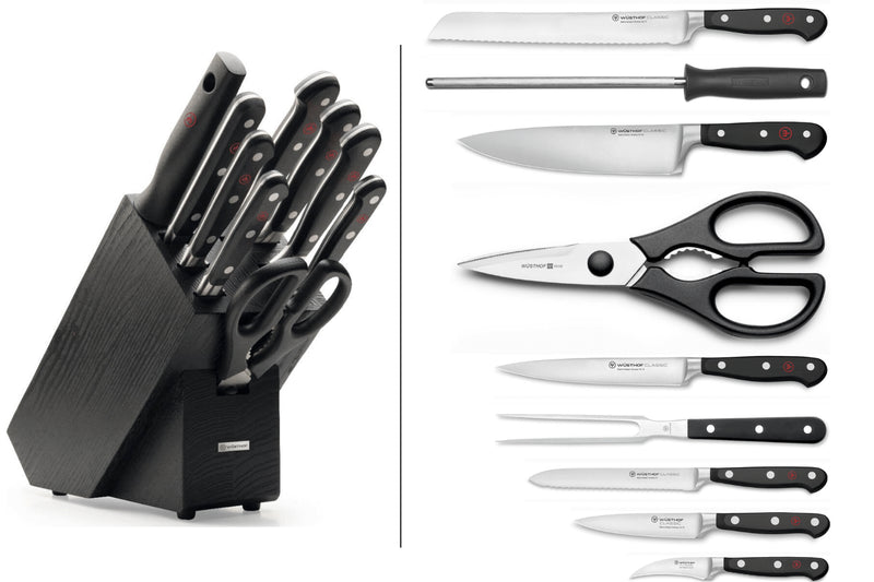 Bloc de 9 couteaux Wusthof Classic forgés coloris anthracite