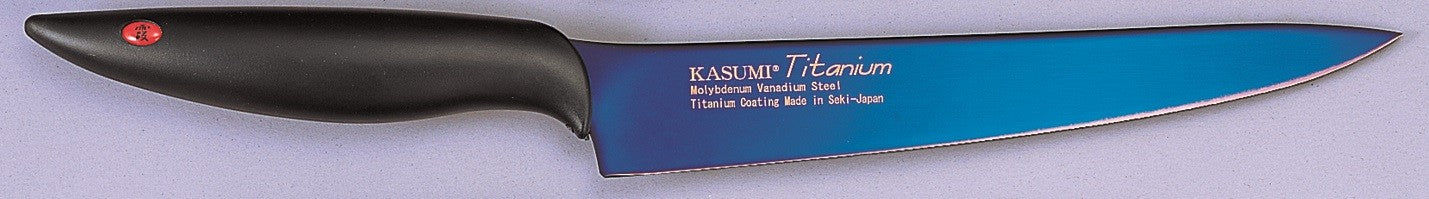 Couteau à découper Kasumi Titanium bleu lame 20cm