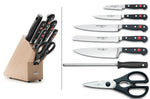 Bloc cuisine Wusthof Classic forgés 7 pièces - 5 couteaux + 1 fusil et une paire de ciseaux