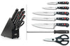 Bloc cuisine Wusthof Classic noir 7 pièces - 5 couteaux + 1 fusil et une paire de ciseaux