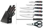 Bloc cuisine Wusthof Classic noir 7 pièces - 5 couteaux + 1 fusil et une paire de ciseaux