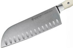 Couteau santoku Wüsthof Classic Ikon blanc forgé lame alvéolée 17cm