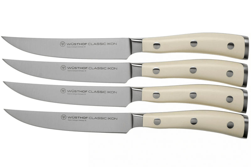 Coffret de 4 couteaux à steak Wüsthof Classic Ikon blanc forgés