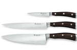 Coffret 3 couteaux Wüsthof Ikon forgés - office 9cm + tranchelard 20cm + chef 20cm