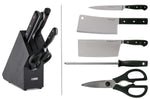 Bloc cuisine 4 pièces Wusthof Classic forgés - 3 couteaux + 1 fusil et une paire de ciseaux