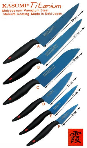 Couteau de chef Kasumi Titanium bleu lame 20cm