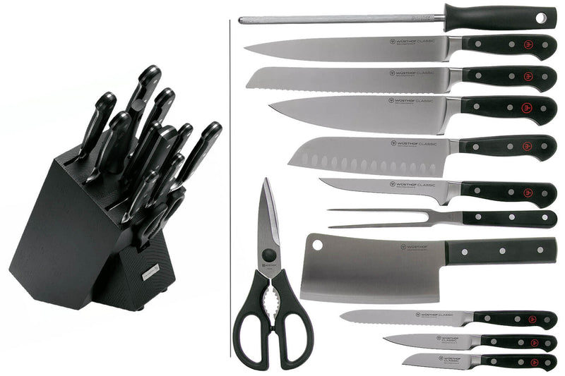 Bloc Wusthof Classic anthracite - 12 pièces forgées