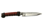 Couteau de chasse Wildsteer WILD0102P forgé lame tanto 11,5cm manche cuir marron + étui en cuir assorti et pierre à feu