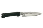 Couteau de chasse Wildsteer WILD0103P forgé lame tanto 11,5cm manche cuir noir + pierre à feu + étui en cuir assorti