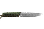 Couteau Wildsteer Baby Wild BWI4104 lame damassée 9cm manche cuir vert + étui en cuir assorti