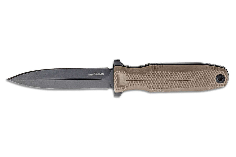 Couteau SOG Pentagon FX SGPENTFXFDE lame 7,6cm manche en G10 désert avec étui