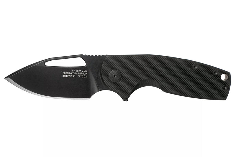 Couteau pliant SOG STOUT FLK SGSTOUTBK manche en acier inox/G10 noir 9,6cm