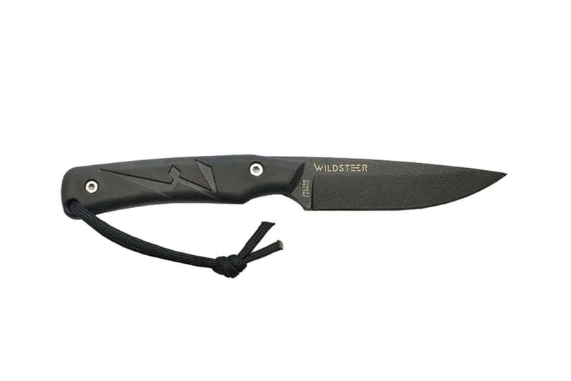 Couteau Wildsteer Troll TRO3113 lame noire 8,5cm manche tactiprène noir + étui en Kydex