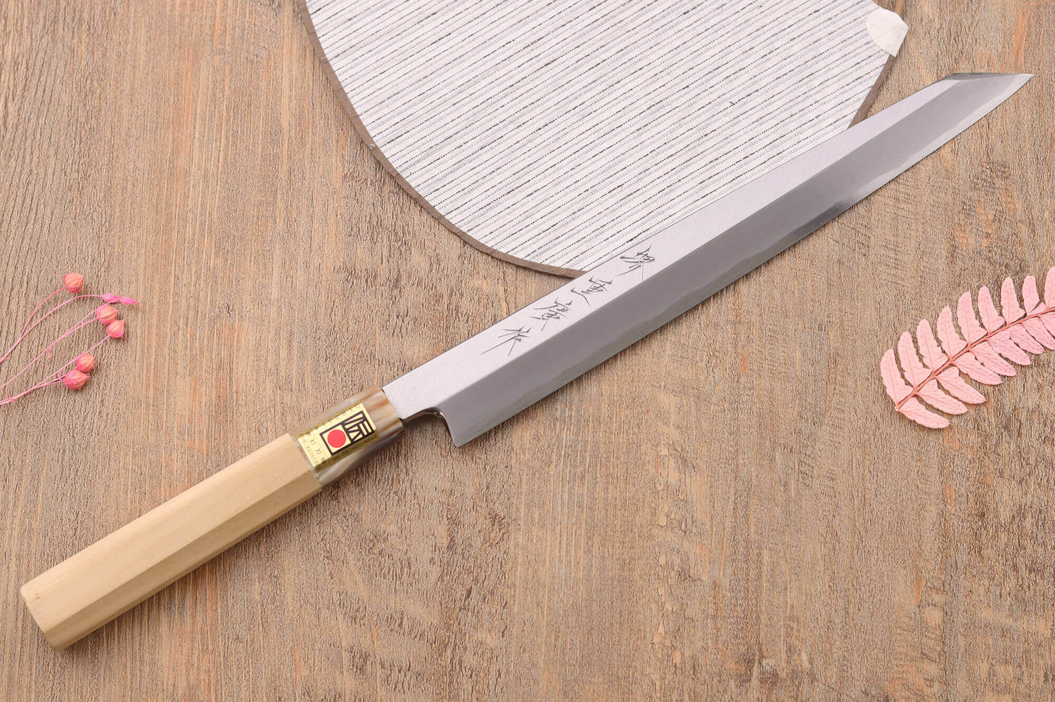 Couteau yanagiba kiritsuke 24cm japonais artisanal Kasahara Shigehiro forgé par Yoshikazu Ikeda