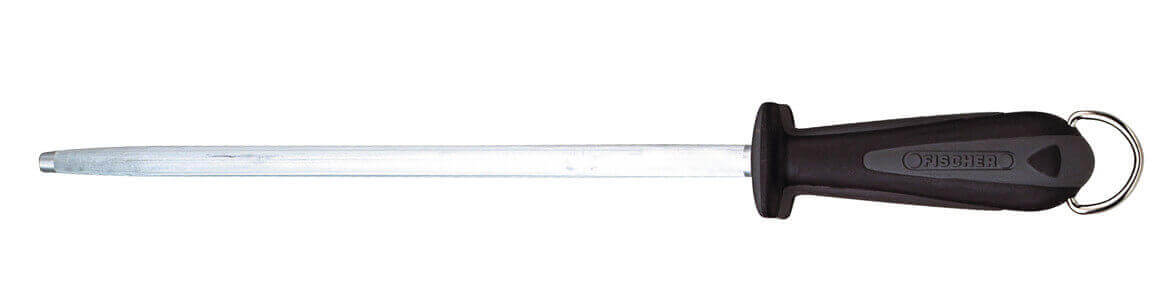 Fusil de boucher FISCHER mèche ronde 30cm grain fin manche noir et gris