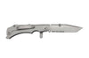Couteau pliant multifonction Wildsteer W Pocket WPO02 lame semi-dentée manche acier 11,7cm avec brise-vitre et coupe-sangle