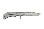 Couteau pliant multifonction Wildsteer W Pocket WPO02 lame semi-dentée manche acier 11,7cm avec brise-vitre et coupe-sangle