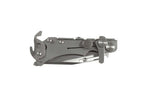 Couteau pliant multifonction Wildsteer W Pocket WPO02 lame semi-dentée manche acier 11,7cm avec brise-vitre et coupe-sangle