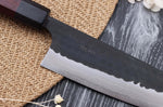 Couteau santoku japonais artisanal Nao Yamamoto Damas AS brut de forge 16,5cm