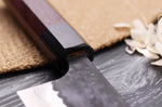 Couteau santoku japonais artisanal Nao Yamamoto Damas AS brut de forge 16,5cm