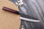 Couteau santoku japonais artisanal Nao Yamamoto Damas AS brut de forge 16,5cm