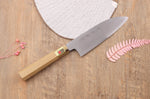 Couteau santoku japonais artisanal Kasahara Shigehiro forgé par Yoshikazu Ikeda 16,5cm