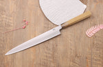 Couteau sujihiki japonais artisanal Kasahara Shigehiro forgé par Yoshikazu Ikeda 27cm