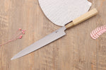 Couteau yanagiba japonais artisanal Kasahara Shigehiro forgé par Yoshikazu Ikeda 24cm