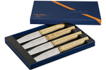 Coffret 4 couteaux de table Opinel Facette manche olivier lame 11cm inox lisse