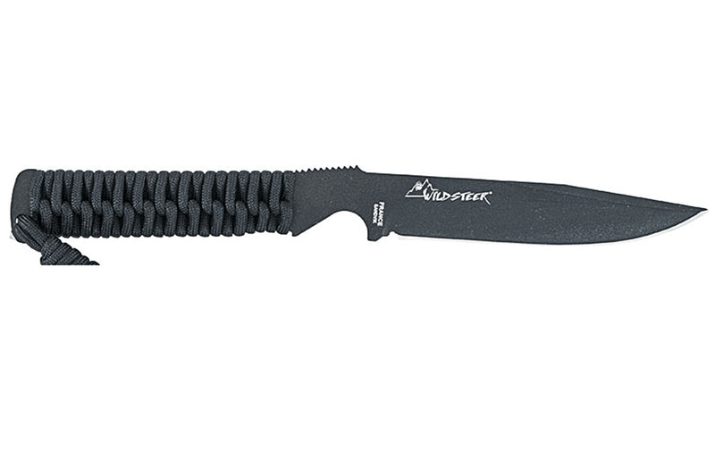Couteau Wildsteer Wild Tech4 XL WT4XL3113 lame noire 11,5cm manche paracorde noire + étui en POM