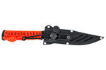 Couteau Wildsteer Wild Tech4 XL WT4XL3122 lame noire 11,5cm manche paracorde Orange Fluo + étui en POM